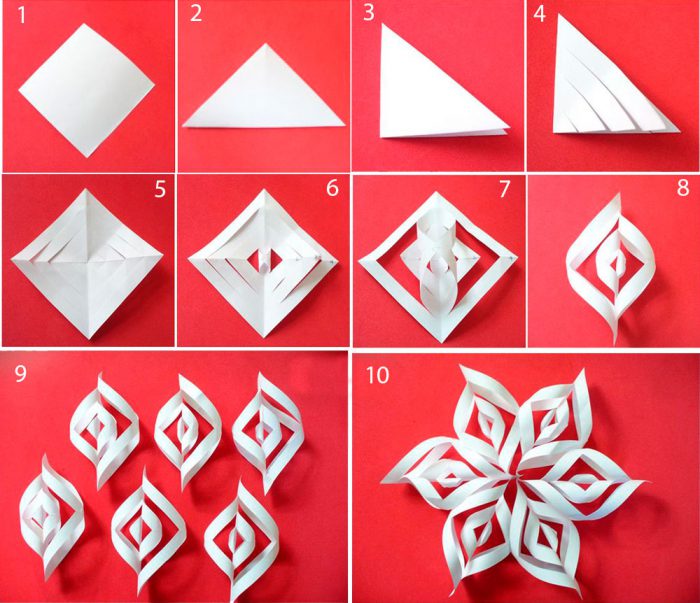 Как сделать снежинку из бумаги – простую, объемную, двухцветную?