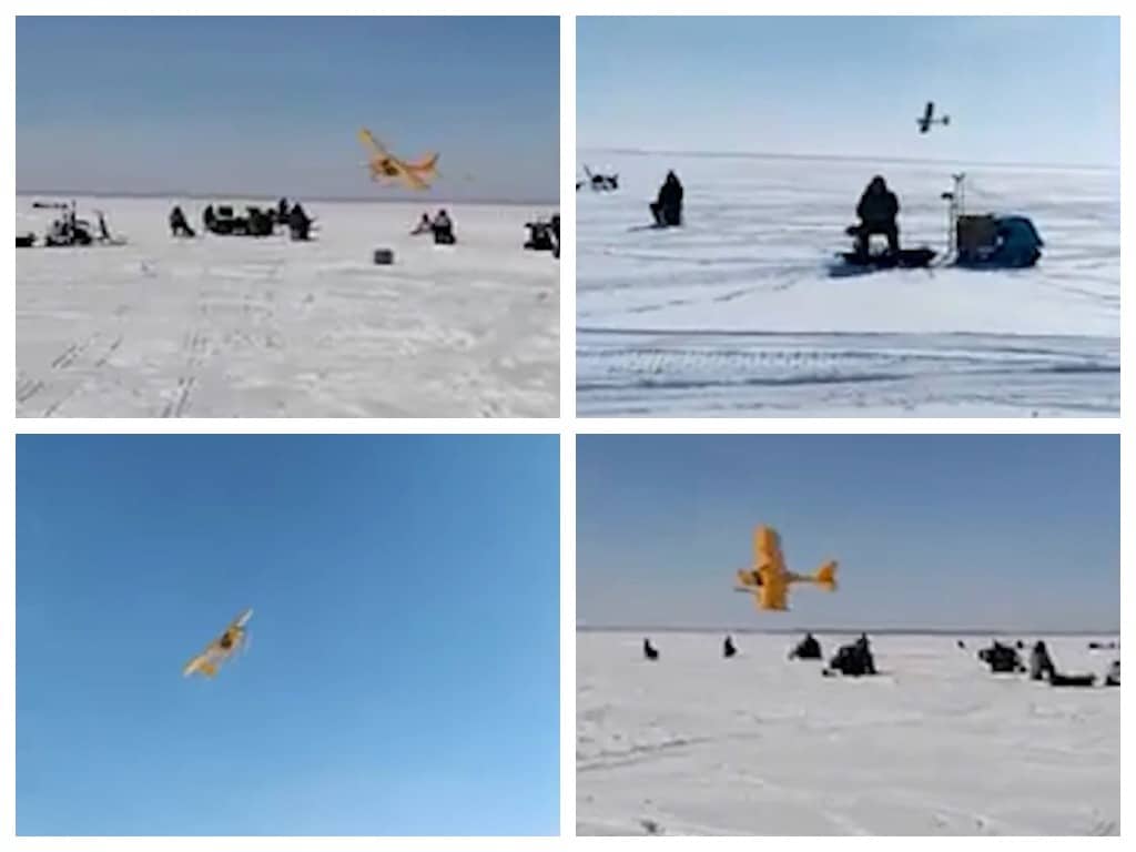 В Новосибирске воздушный хулиган направил самолет прямо в толпу рыбаков. Видео