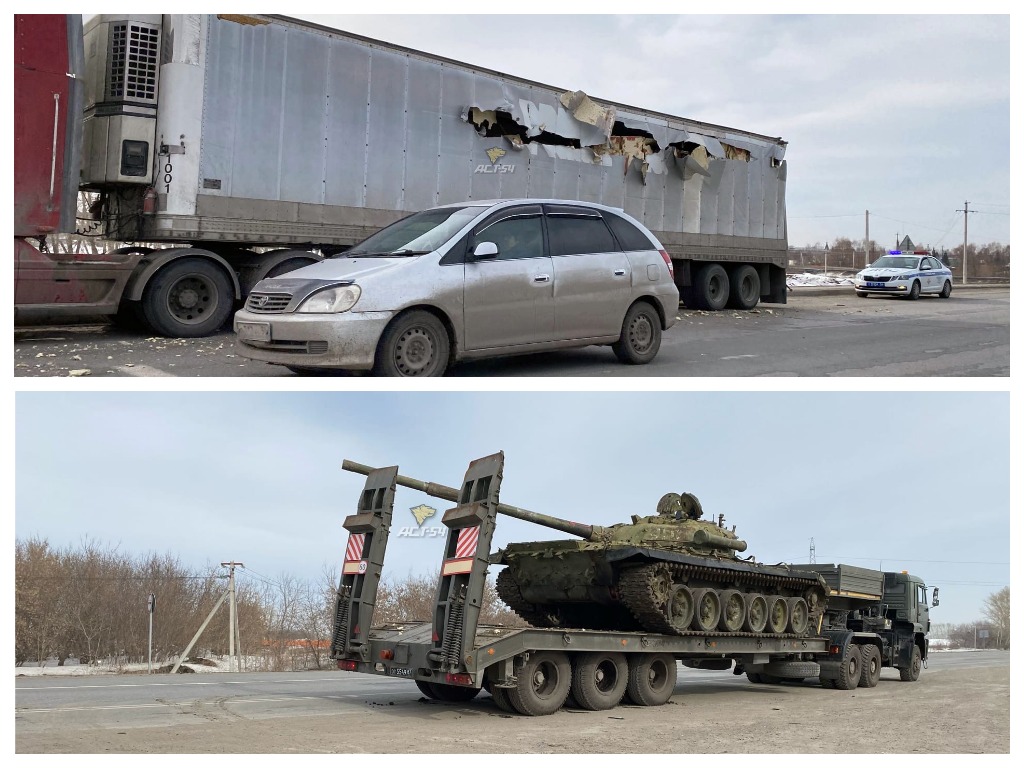 Под Новосибирском танк нечаянно продырявил фуру