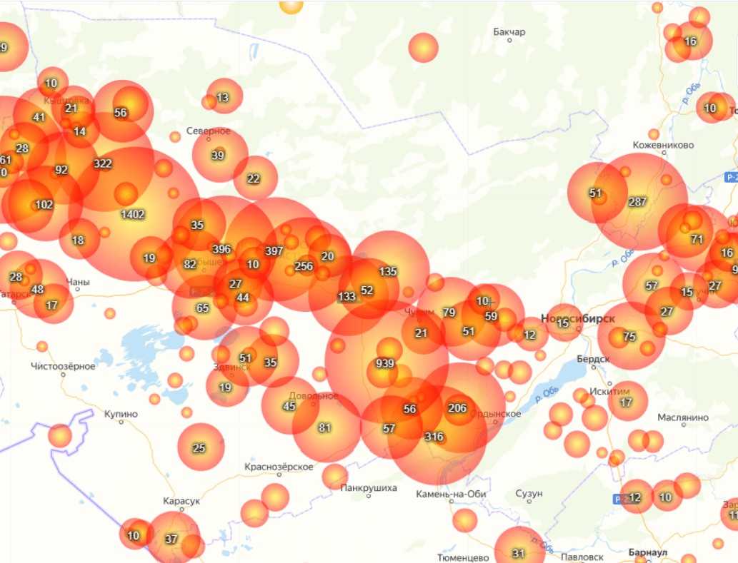 Карта ландшафтных пожаров