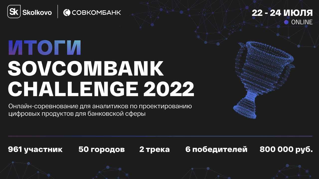 Совкомбанк и «Сколково» определили победителей онлайн-соревнования Sovcombank Challenge 2022