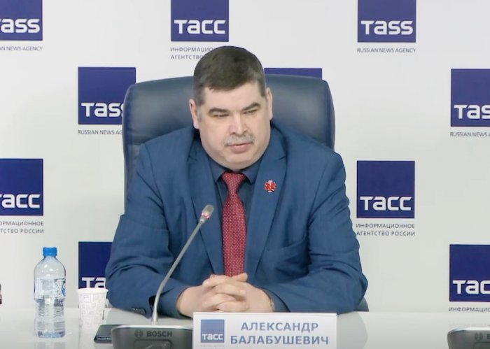 Александр Балабушевич. Кадр трансляции Новосибирского пресс-центра ТАСС