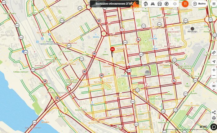 Новосибирск пробки 2гис.
