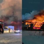 Крупный пожар охватил склад с горючими смесями в Ленинском районе Новосибирска