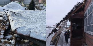 Крыша дома обрушилась в Новосибирске под тяжестью снега